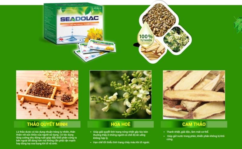 Seadolac chứa 100% thành phần dược thảo từ thiên nhiên hoàn toàn không gây hại cũng như tác dụng phụ cho cơ thể trẻ khi sử dụng hỗ trợ điều trị táo bón.